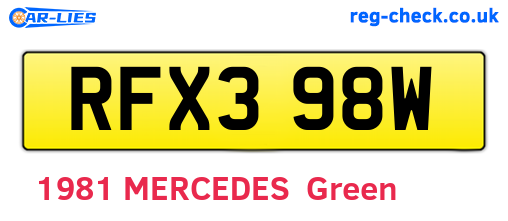 RFX398W are the vehicle registration plates.