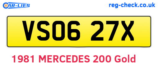 VSO627X are the vehicle registration plates.