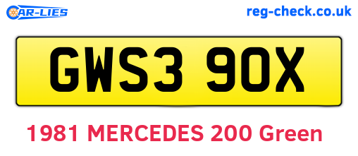 GWS390X are the vehicle registration plates.