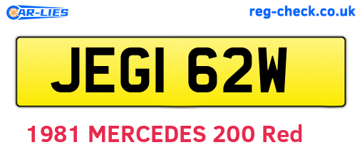 JEG162W are the vehicle registration plates.