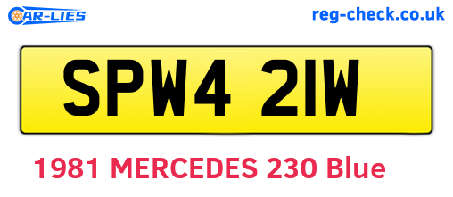 SPW421W are the vehicle registration plates.