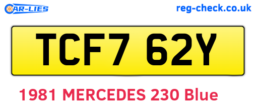 TCF762Y are the vehicle registration plates.