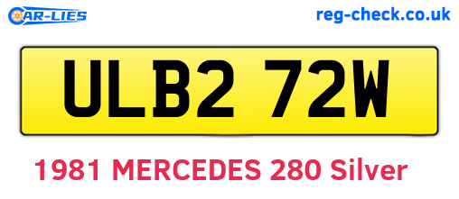 ULB272W are the vehicle registration plates.
