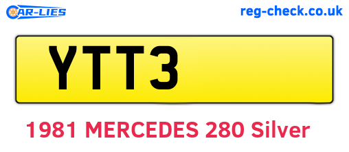 YTT3 are the vehicle registration plates.