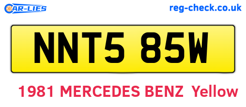 NNT585W are the vehicle registration plates.