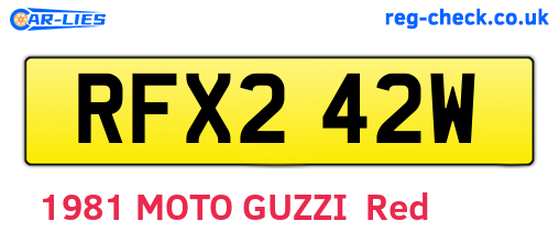 RFX242W are the vehicle registration plates.