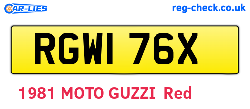 RGW176X are the vehicle registration plates.