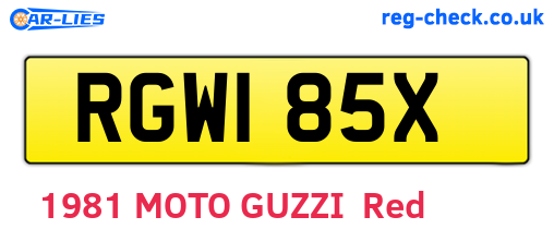 RGW185X are the vehicle registration plates.