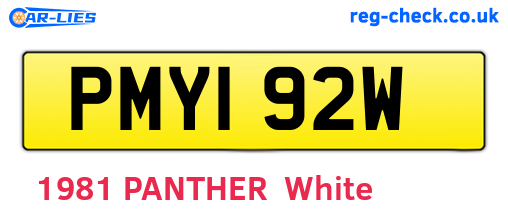 PMY192W are the vehicle registration plates.