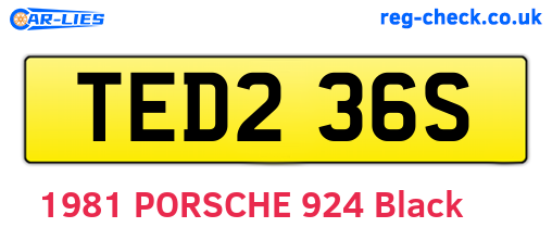 TED236S are the vehicle registration plates.