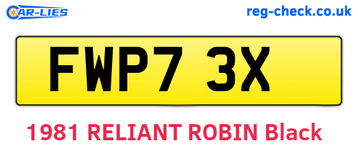 FWP73X are the vehicle registration plates.
