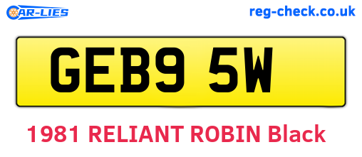 GEB95W are the vehicle registration plates.