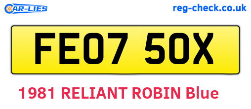 FEO750X are the vehicle registration plates.