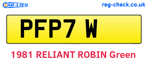 PFP7W are the vehicle registration plates.