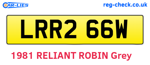 LRR266W are the vehicle registration plates.