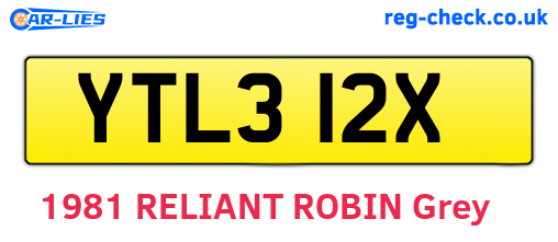 YTL312X are the vehicle registration plates.