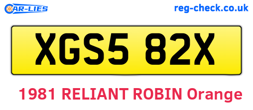 XGS582X are the vehicle registration plates.