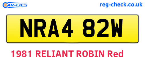 NRA482W are the vehicle registration plates.