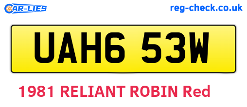 UAH653W are the vehicle registration plates.