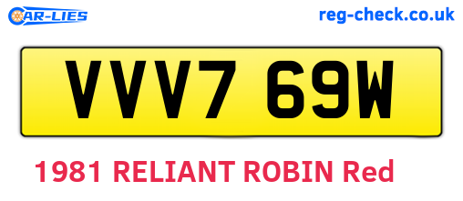 VVV769W are the vehicle registration plates.
