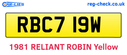 RBC719W are the vehicle registration plates.