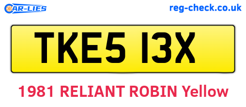 TKE513X are the vehicle registration plates.