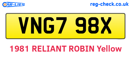 VNG798X are the vehicle registration plates.