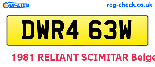 DWR463W are the vehicle registration plates.