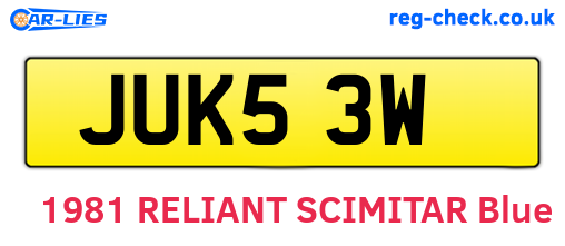 JUK53W are the vehicle registration plates.