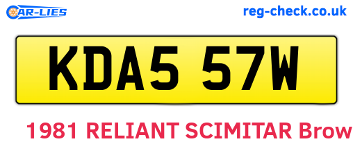 KDA557W are the vehicle registration plates.