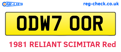 ODW700R are the vehicle registration plates.