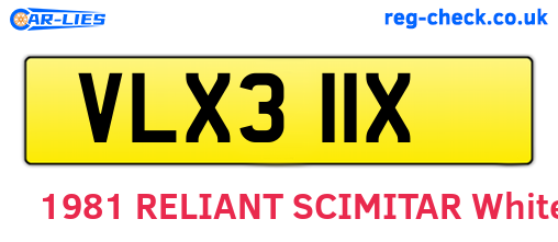 VLX311X are the vehicle registration plates.