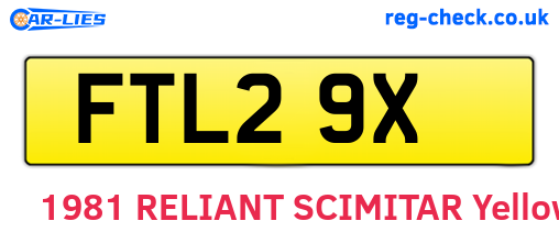 FTL29X are the vehicle registration plates.