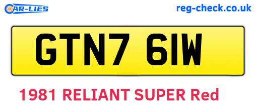 GTN761W are the vehicle registration plates.
