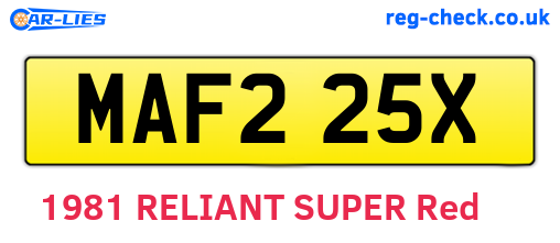 MAF225X are the vehicle registration plates.