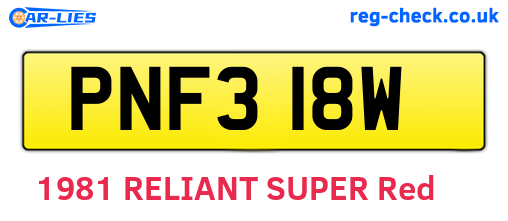 PNF318W are the vehicle registration plates.