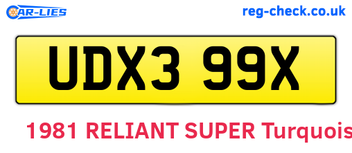 UDX399X are the vehicle registration plates.