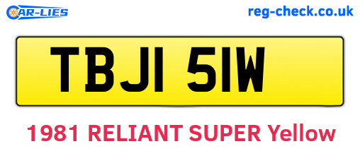 TBJ151W are the vehicle registration plates.