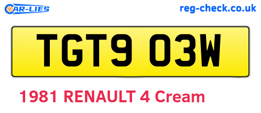 TGT903W are the vehicle registration plates.