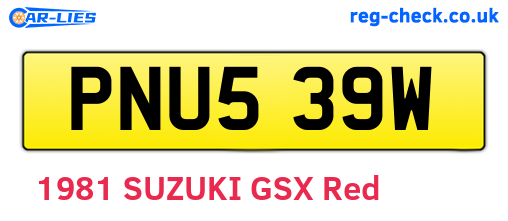 PNU539W are the vehicle registration plates.