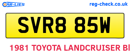 SVR885W are the vehicle registration plates.