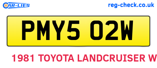 PMY502W are the vehicle registration plates.