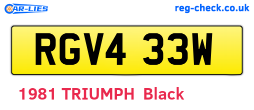 RGV433W are the vehicle registration plates.