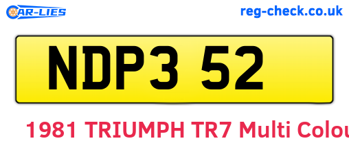 NDP352 are the vehicle registration plates.