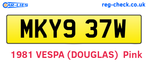 MKY937W are the vehicle registration plates.
