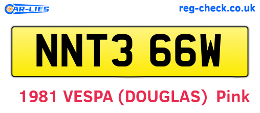 NNT366W are the vehicle registration plates.