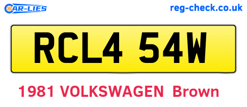 RCL454W are the vehicle registration plates.