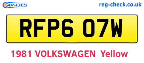 RFP607W are the vehicle registration plates.