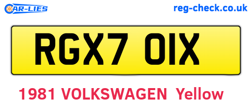 RGX701X are the vehicle registration plates.