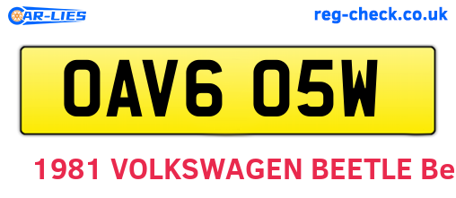 OAV605W are the vehicle registration plates.